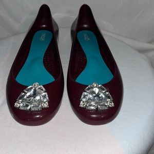 OKA b. Burgundy Flats with Crystal Detail